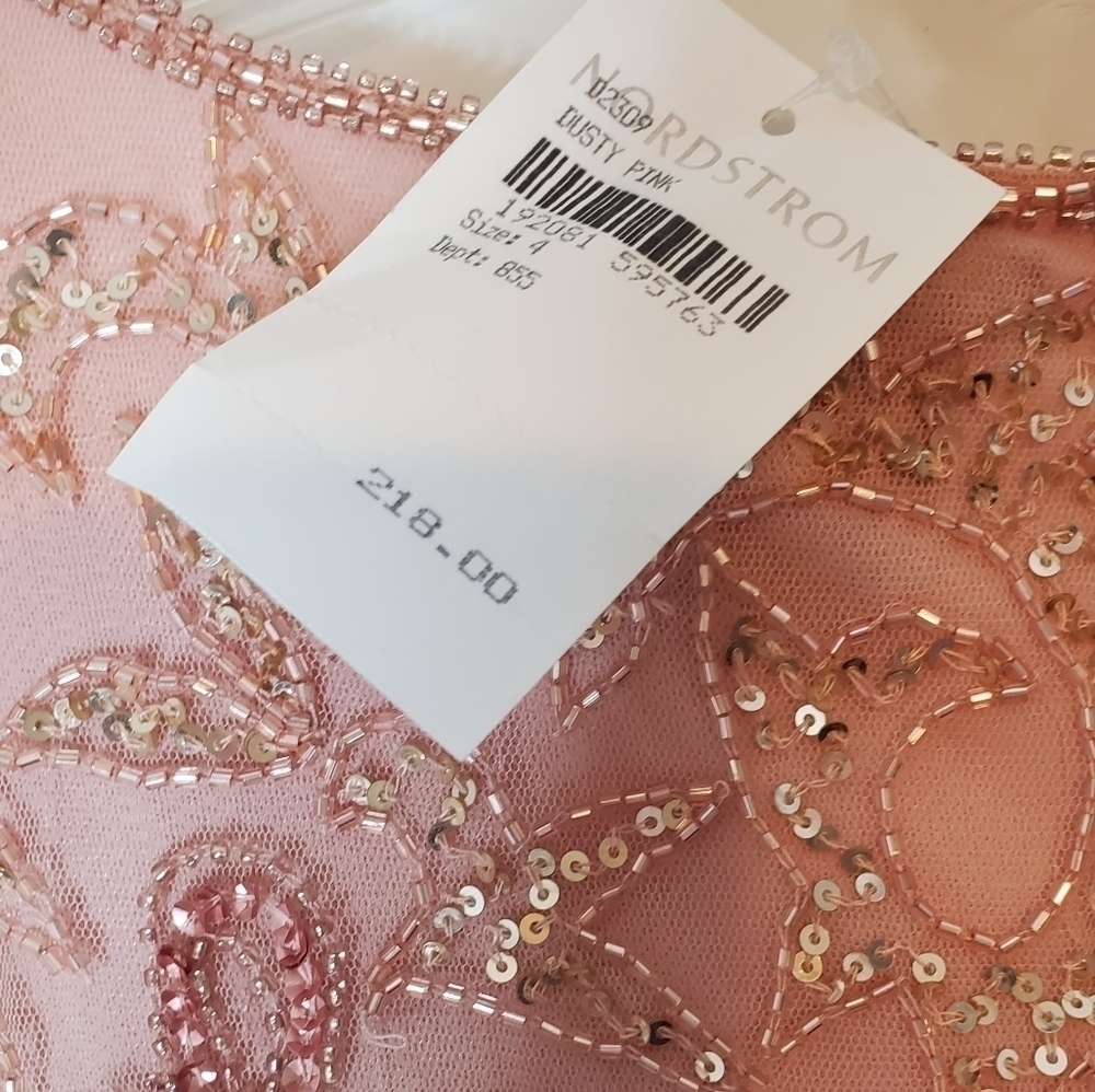 BLUSH Formal Midi Dress Size 4 Beaded Sequin NWT by Pisarro Nights at Nordstrom - Picture 7 of 7